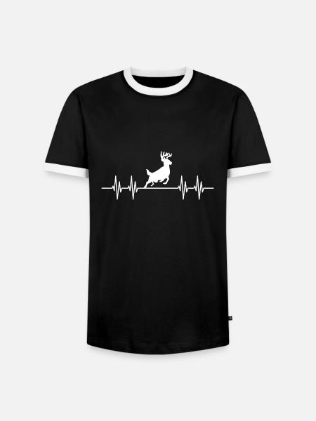 herzschlag hirsch - Männer Kontrast-T-Shirt - Schwarz/Weiß