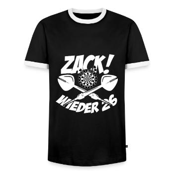 Zack wieder 26, Dartspieler Outfit, Geschenkidee - Männer Kontrast-T-Shirt - Schwarz/Weiß - Vorne - AI Model Female 172 light (172cm) & AI Model Male 178 light (178cm)
