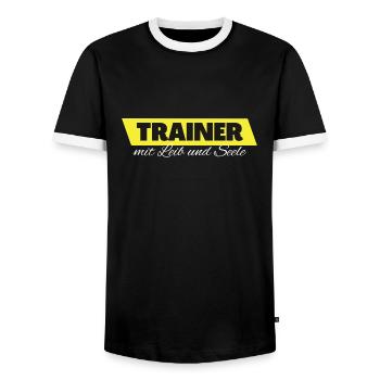 Trainer mit Leib und Seele - Männer Kontrast-T-Shirt - Schwarz/Weiß - Vorne - AI Model Female 172 light (172cm) & AI Model Male 178 light (178cm)
