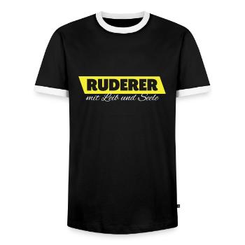 Ruderer mit Leib und Seele - Männer Kontrast-T-Shirt - Schwarz/Weiß - Vorne - AI Model Female 172 light (172cm) & AI Model Male 178 light (178cm)