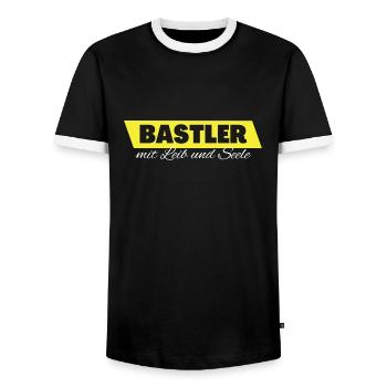 Bastler mit Leib und Seele - Männer Kontrast-T-Shirt - Schwarz/Weiß - Vorne - AI Model Female 172 light (172cm) & AI Model Male 178 light (178cm)