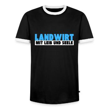Landwirt mit Leib und Seele - Männer Kontrast-T-Shirt - Schwarz/Weiß - Vorne - AI Model Female 172 light (172cm) & AI Model Male 178 light (178cm)