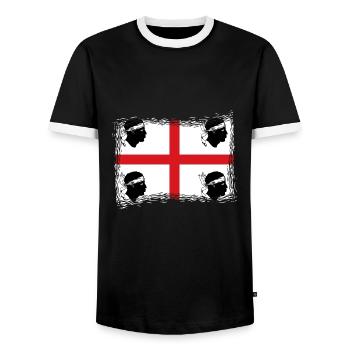 Sardinien Flagge Sardische Fahne Sardegna Fahne - Männer Kontrast-T-Shirt - Schwarz/Weiß - Vorne - AI Model Female 172 light (172cm) & AI Model Male 178 light (178cm)
