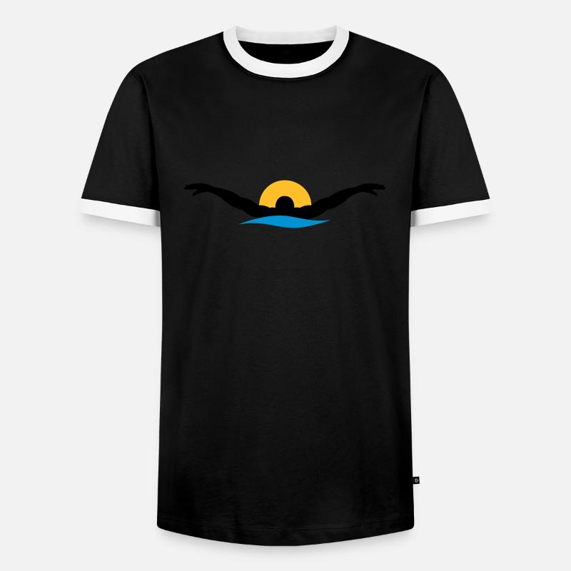 swim - Men's Ringer Shirt - black/white