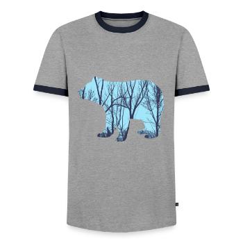 Tierbäume Grafik - Männer Kontrast-T-Shirt - Grau/Navy  - Vorne - AI Model Female 172 light (172cm) & AI Model Male 178 light (178cm)