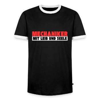 Mechaniker mit Leib und Seele - Männer Kontrast-T-Shirt - Schwarz/Weiß - Vorne - AI Model Female 172 light (172cm) & AI Model Male 178 light (178cm)