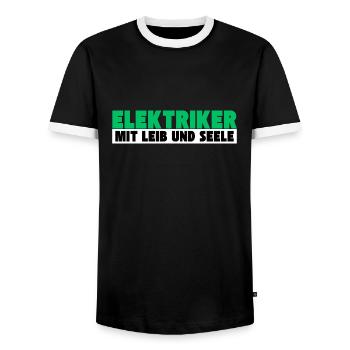 Elektriker mit Leib und Seele - Männer Kontrast-T-Shirt - Schwarz/Weiß - Vorne - AI Model Female 172 light (172cm) & AI Model Male 178 light (178cm)