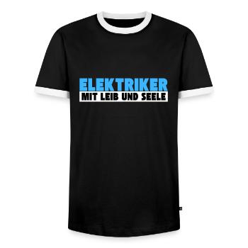 Elektriker mit Leib und Seele - Männer Kontrast-T-Shirt - Schwarz/Weiß - Vorne - AI Model Female 172 light (172cm) & AI Model Male 178 light (178cm)