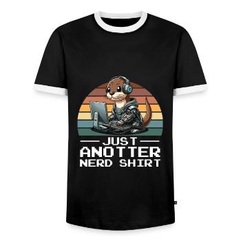 Gaming Otter PC Tech Geek Funny Anotter Nerd Shirt - Men's Ringer Shirt - black/white - Front - AI Model Female 172 light (172cm) & AI Model Male 178 light (178cm)