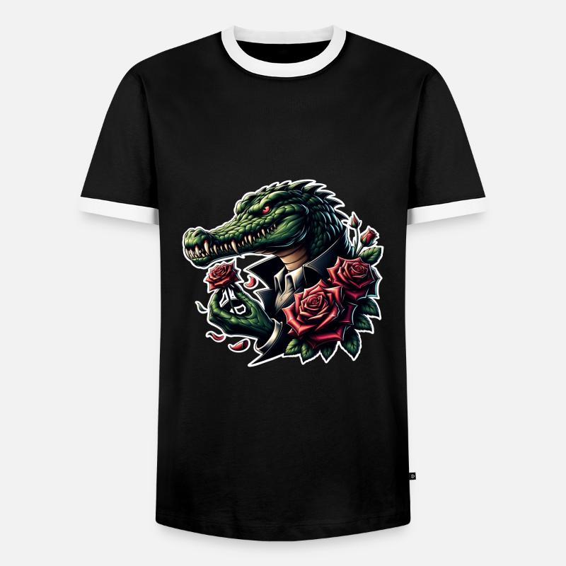 Krokodil - Männer Kontrast-T-Shirt - Schwarz/Weiß