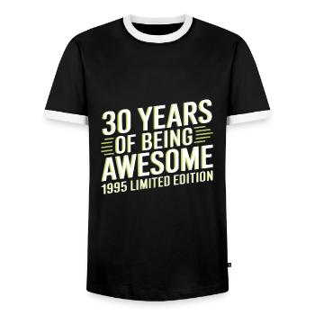 30 ans d’être génial 1995 Édition limitée - T-shirt contrasté Homme - noir/blanc - Devant - AI Model Female 172 light (172cm) & AI Model Male 178 light (178cm)