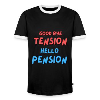 Goodbye Tension Hello Pension - Männer Kontrast-T-Shirt - Schwarz/Weiß - Vorne - AI Model Female 172 light (172cm) & AI Model Male 178 light (178cm)