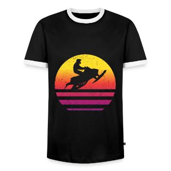 Snowmobile Retro Style Vintage - Men's Ringer Shirt - black/white - Front - AI Model Female 172 light (172cm) & AI Model Male 178 light (178cm)