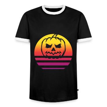 Pumpkin Retro Style Vintage - Men's Ringer Shirt - black/white - Front - AI Model Female 172 light (172cm) & AI Model Male 178 light (178cm)