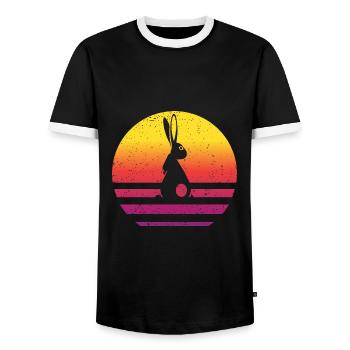 Lapin Rétro Style Vintage - T-shirt contrasté Homme - noir/blanc - Devant - AI Model Female 172 light (172cm) & AI Model Male 178 light (178cm)