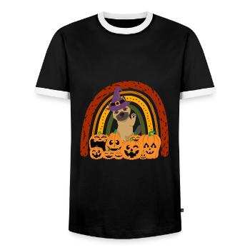 Mignon berger allemand Halloween Costume Chien - T-shirt contrasté Homme - noir/blanc - Devant - AI Model Female 172 light (172cm) & AI Model Male 178 light (178cm)