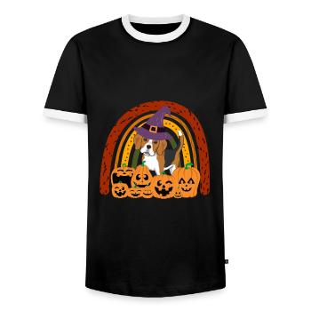 Mignon Beagle Halloween Costume Chien - T-shirt contrasté Homme - noir/blanc - Devant - AI Model Female 172 light (172cm) & AI Model Male 178 light (178cm)