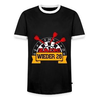 Zack wieder 26, Dartspieler Outfit, Geschenkidee - Männer Kontrast-T-Shirt - Schwarz/Weiß - Vorne - AI Model Female 172 light (172cm) & AI Model Male 178 light (178cm)