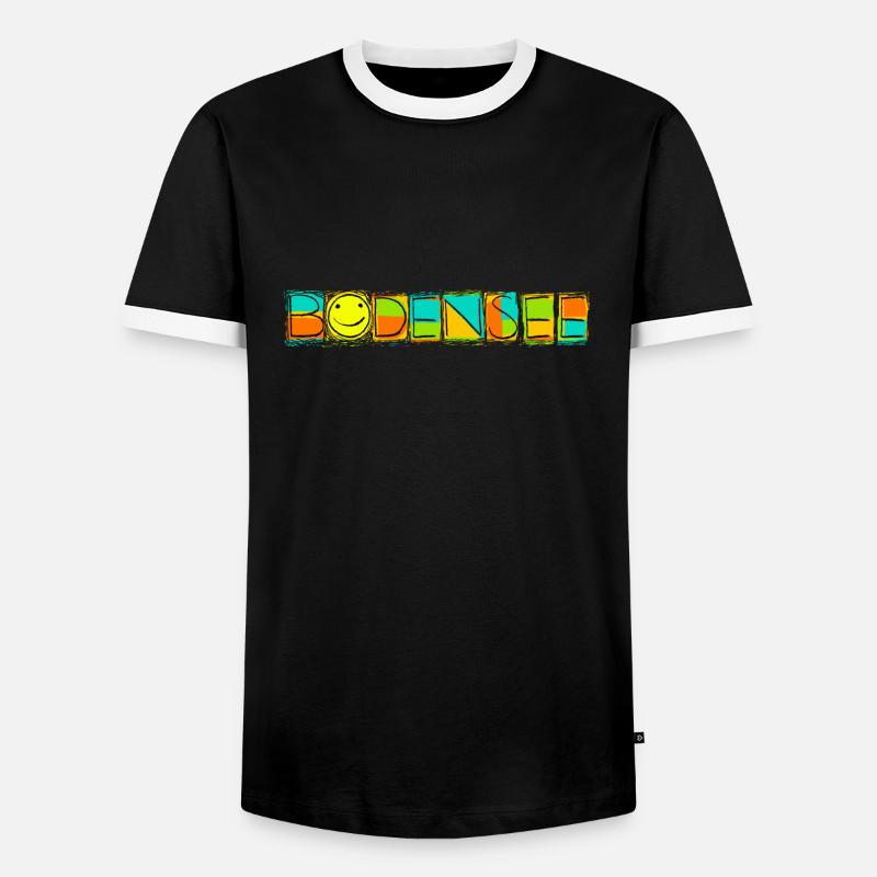 Bodensee - Männer Kontrast-T-Shirt - Schwarz/Weiß