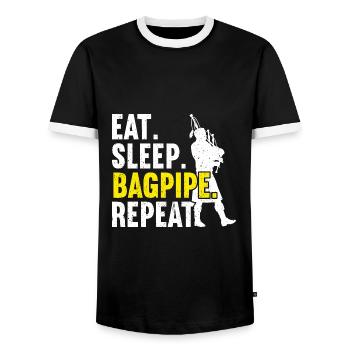 Bagpipe Bagpiper Bagpipes - Men's Ringer Shirt - black/white - Front - AI Model Female 172 light (172cm) & AI Model Male 178 light (178cm)