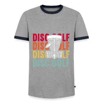 Disc Golf - T-shirt contrasté Homme - gris/marine  - Devant - AI Model Female 172 light (172cm) & AI Model Male 178 light (178cm)
