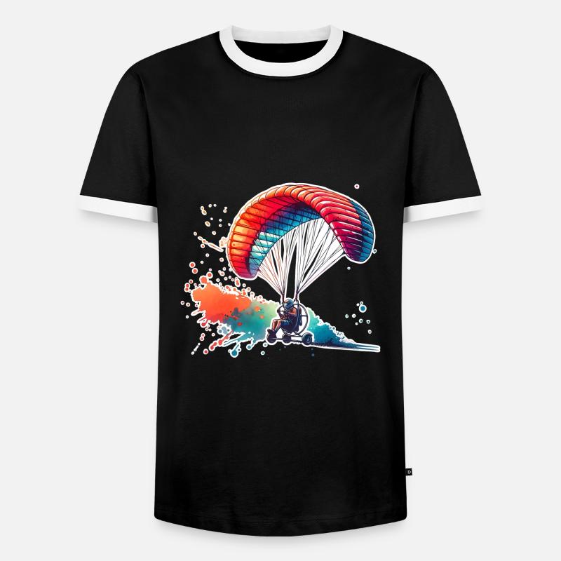Motorschirm Paramotor - Men's Ringer Shirt - black/white