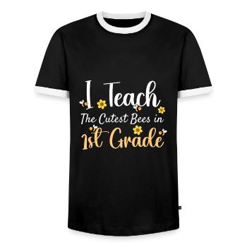 J’enseigne aux abeilles les plus mignonnes en 1ère année - T-shirt contrasté Homme - noir/blanc - Devant - AI Model Female 172 light (172cm) & AI Model Male 178 light (178cm)