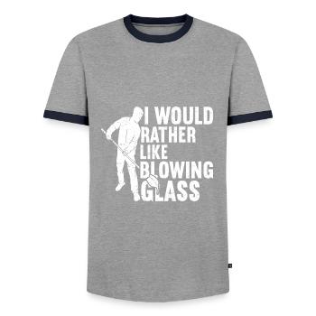 Glassblowing Glass Blowing Glassblower - Men's Ringer Shirt - grey/navy  - Front - AI Model Female 172 light (172cm) & AI Model Male 178 light (178cm)