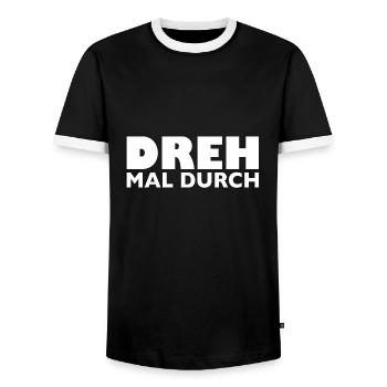 Dreh mal durch - Männer Kontrast-T-Shirt - Schwarz/Weiß - Vorne - AI Model Female 172 light (172cm) & AI Model Male 178 light (178cm)