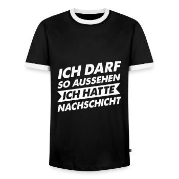 Nachtschicht, Schichtdienst, Nachtdienst, Funshirt - Männer Kontrast-T-Shirt - Schwarz/Weiß - Vorne - AI Model Female 172 light (172cm) & AI Model Male 178 light (178cm)