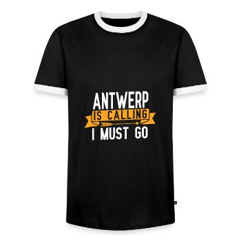 Antwerp ruft und ich muss gehen - Männer Kontrast-T-Shirt - Schwarz/Weiß - Vorne - AI Model Female 172 light (172cm) & AI Model Male 178 light (178cm)
