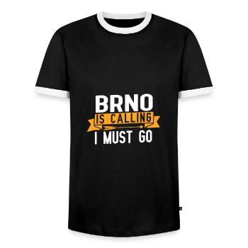 Brünn ruft und ich muss gehen - Männer Kontrast-T-Shirt - Schwarz/Weiß - Vorne - AI Model Female 172 light (172cm) & AI Model Male 178 light (178cm)
