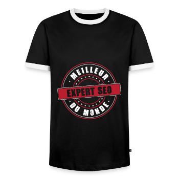 Meilleur expert seo profession métier humour - T-shirt contrasté Homme - noir/blanc - Devant - AI Model Female 172 light (172cm) & AI Model Male 178 light (178cm)
