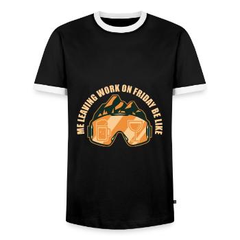 Quitter le travail le vendredi, funshirt, ski, Alpes, neige - T-shirt contrasté Homme - noir/blanc - Devant - AI Model Female 172 light (172cm) & AI Model Male 178 light (178cm)