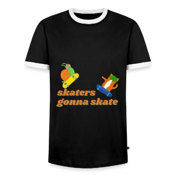 Skaters going to Skate - Men's Ringer Shirt - black/white - Front - AI Model Female 172 light (172cm) & AI Model Male 178 light (178cm)