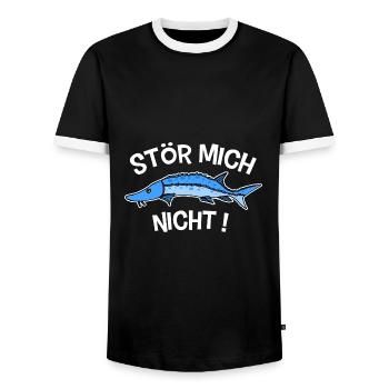 Stör mich nicht Shirt - Cooles Störe Fisch Shirt - Männer Kontrast-T-Shirt - Schwarz/Weiß - Vorne - AI Model Female 172 light (172cm) & AI Model Male 178 light (178cm)