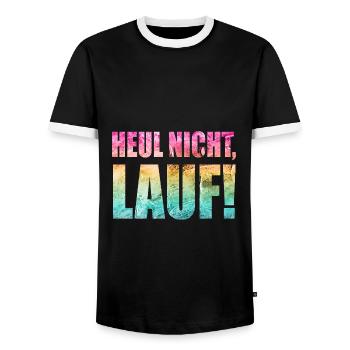 Heul nicht, Lauf! - Laufen, Joggen, Sport, Läufer - Männer Kontrast-T-Shirt - Schwarz/Weiß - Vorne - AI Model Female 172 light (172cm) & AI Model Male 178 light (178cm)