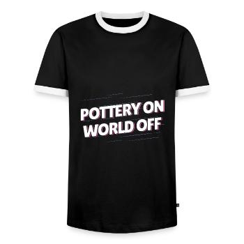 Potter Pottery - Men's Ringer Shirt - black/white - Front - AI Model Female 172 light (172cm) & AI Model Male 178 light (178cm)