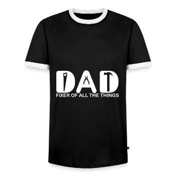 Papa. Fixierer aller Dinge. - Männer Kontrast-T-Shirt - Schwarz/Weiß - Vorne - AI Model Female 172 light (172cm) & AI Model Male 178 light (178cm)