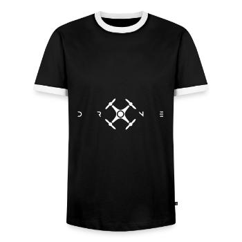 Cool "Drone" design - Men's Ringer Shirt - black/white - Front - AI Model Female 172 light (172cm) & AI Model Male 178 light (178cm)