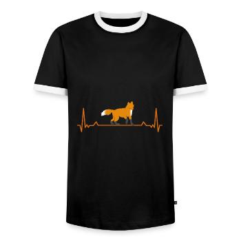 Fuchs Herzschlag - Männer Kontrast-T-Shirt - Schwarz/Weiß - Vorne - AI Model Female 172 light (172cm) & AI Model Male 178 light (178cm)
