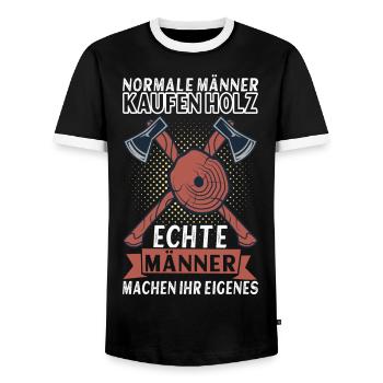 Holzfäller Forstarbeiter Waldarbeiter - Männer Kontrast-T-Shirt - Schwarz/Weiß - Vorne - AI Model Female 172 light (172cm) & AI Model Male 178 light (178cm)