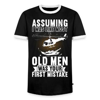 Helicopter Pilot - Men's Ringer Shirt - black/white - Front - AI Model Female 172 light (172cm) & AI Model Male 178 light (178cm)