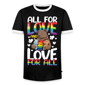 All For Love And Love For All für Eltern - Männer Kontrast-T-Shirt - Schwarz/Weiß - Vorne - AI Model Female 172 light (172cm) & AI Model Male 178 light (178cm)