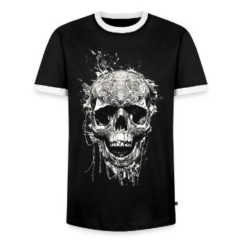 Vikings Nordic Rune Vikings Valhalla Vikings - Men's Ringer Shirt - black/white - Front - AI Model Female 172 light (172cm) & AI Model Male 178 light (178cm)
