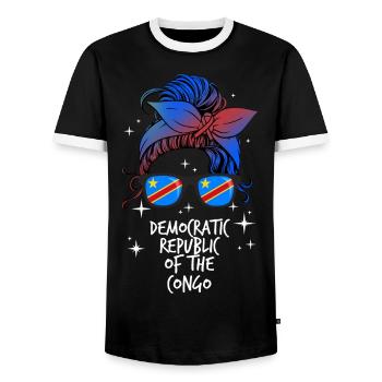 Demokratische Republik Kongo - Männer Kontrast-T-Shirt - Schwarz/Weiß - Vorne - AI Model Female 172 light (172cm) & AI Model Male 178 light (178cm)