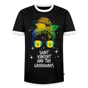 St. Vincent und die Grenadinen - Männer Kontrast-T-Shirt - Schwarz/Weiß - Vorne - AI Model Female 172 light (172cm) & AI Model Male 178 light (178cm)