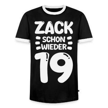 Zack 19 again! Birthday - Men's Ringer Shirt - black/white - Front - AI Model Female 172 light (172cm) & AI Model Male 178 light (178cm)