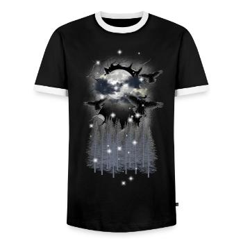 mystisch Natur Wald Krähen Krähe Halloween Vögel - Männer Kontrast-T-Shirt - Schwarz/Weiß - Vorne - AI Model Female 172 light (172cm) & AI Model Male 178 light (178cm)