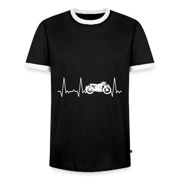 Herzschlag Motorrad - Männer Kontrast-T-Shirt - Schwarz/Weiß - Vorne - AI Model Female 172 light (172cm) & AI Model Male 178 light (178cm)